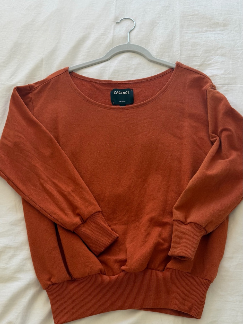 L'AGENCE Rust Orange Scoop Neck Pullover Sweatshirt - Picture 2 of 3
